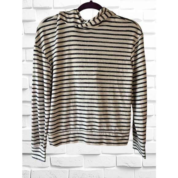 a new day Tops - A New Day Women’s Size XS White & Black Striped Pullover Preppy Sweater Hoodie